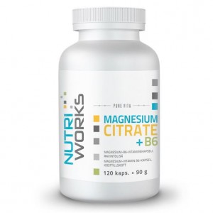 NutriWorks Magnesium Citrate + B6 120 kapslí