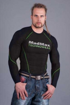 MadMax Kompresní triko s dlouhým rukávem MSW902 - vel. S - black/green