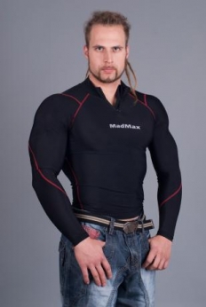 MadMax Kompresní triko s dlouhým rukávem se zipem MSW903 - vel. S - black/red