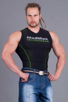 MadMax Kompresní triko bez rukávů MSW904 - vel. XXL - black/green