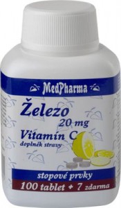 MedPharma Železo 20 mg + vitamín C 100+7 tablet