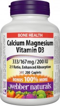 WEBBER NATURALS Calcium Magnesium Vitamin D3 200 kapslí