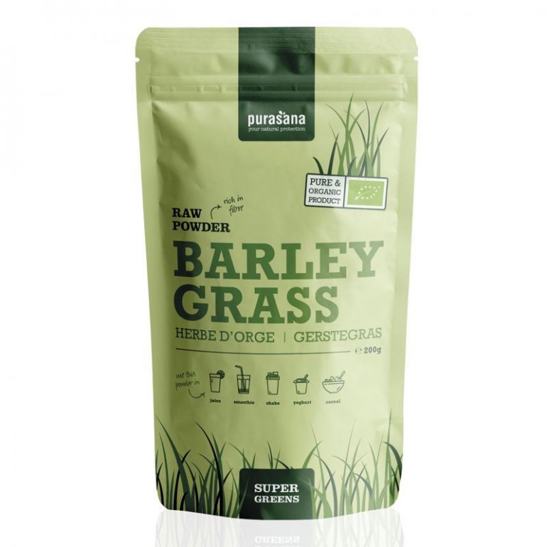 Purasana SG Barley Grass Raw Powder BIO 200 g (Zelený ječmen)
